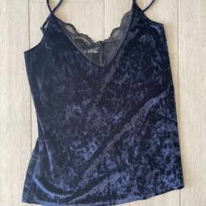 Socialite navy blue crushed velvet tank camisole